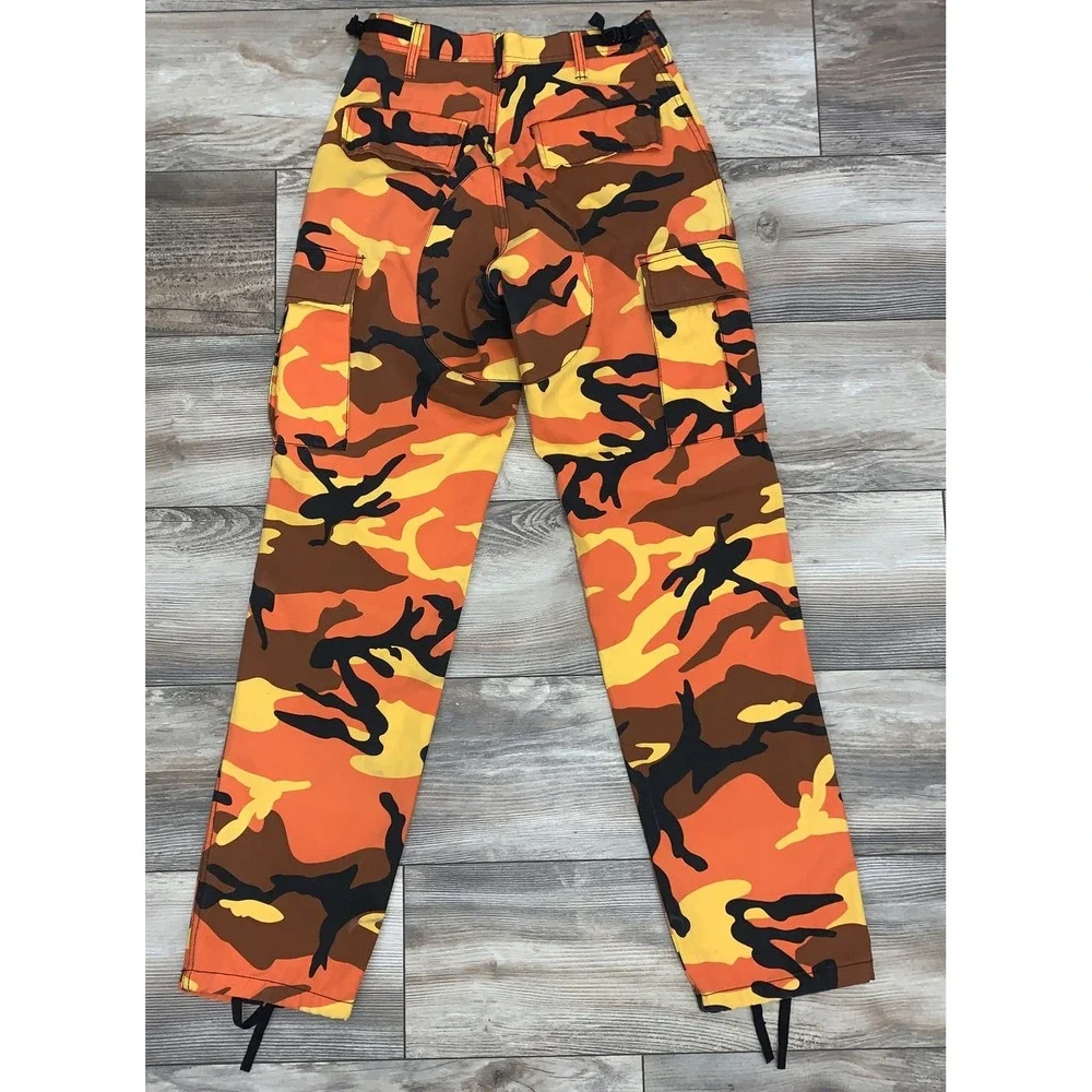 MENS ORANGE‎ CAMO ROTHCO Military B.D.U. Cargo Pants - X-Small